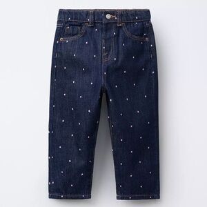 Zara Kids Embroidered Mom Fit Jeans